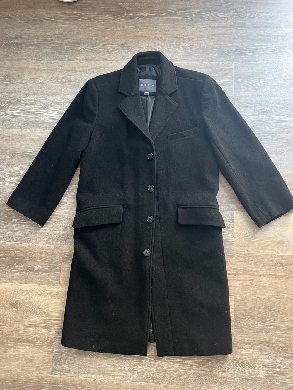 Covington Black Single-Breasted Wool-Blend Trench Coat
